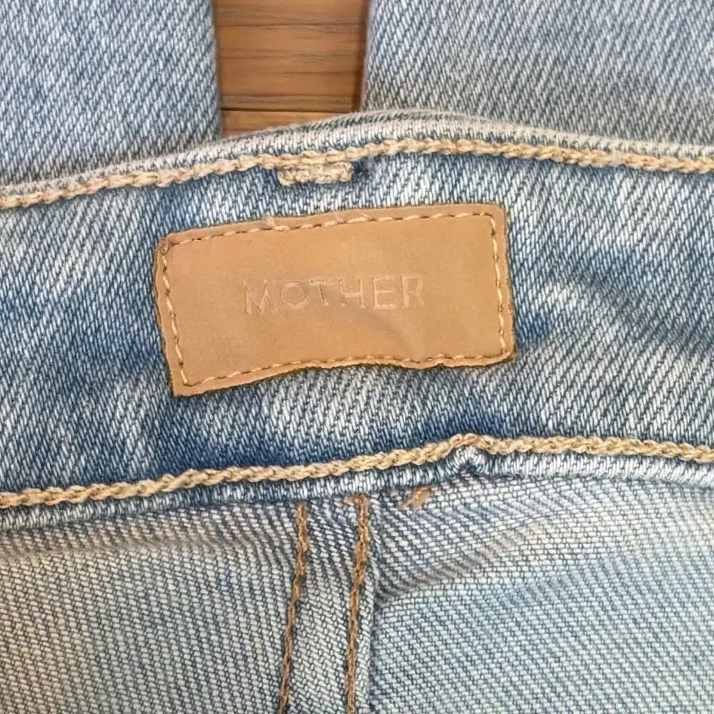 Mother Private Double Pocket Skimp Cargo Jeans Light Wash Stretch Womens Size 28